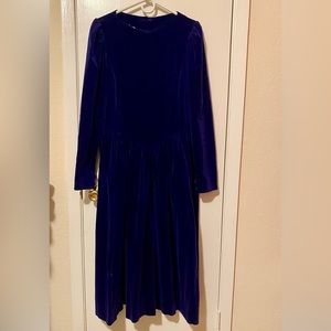 Laura Ashley Vintage Velvet Dress - Size 12 - Navy Blue